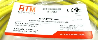 9 NEW HTM ELECTRICS R-FA4/3TZ-V075 M12 SENSOR CABLE RFA43TZV075