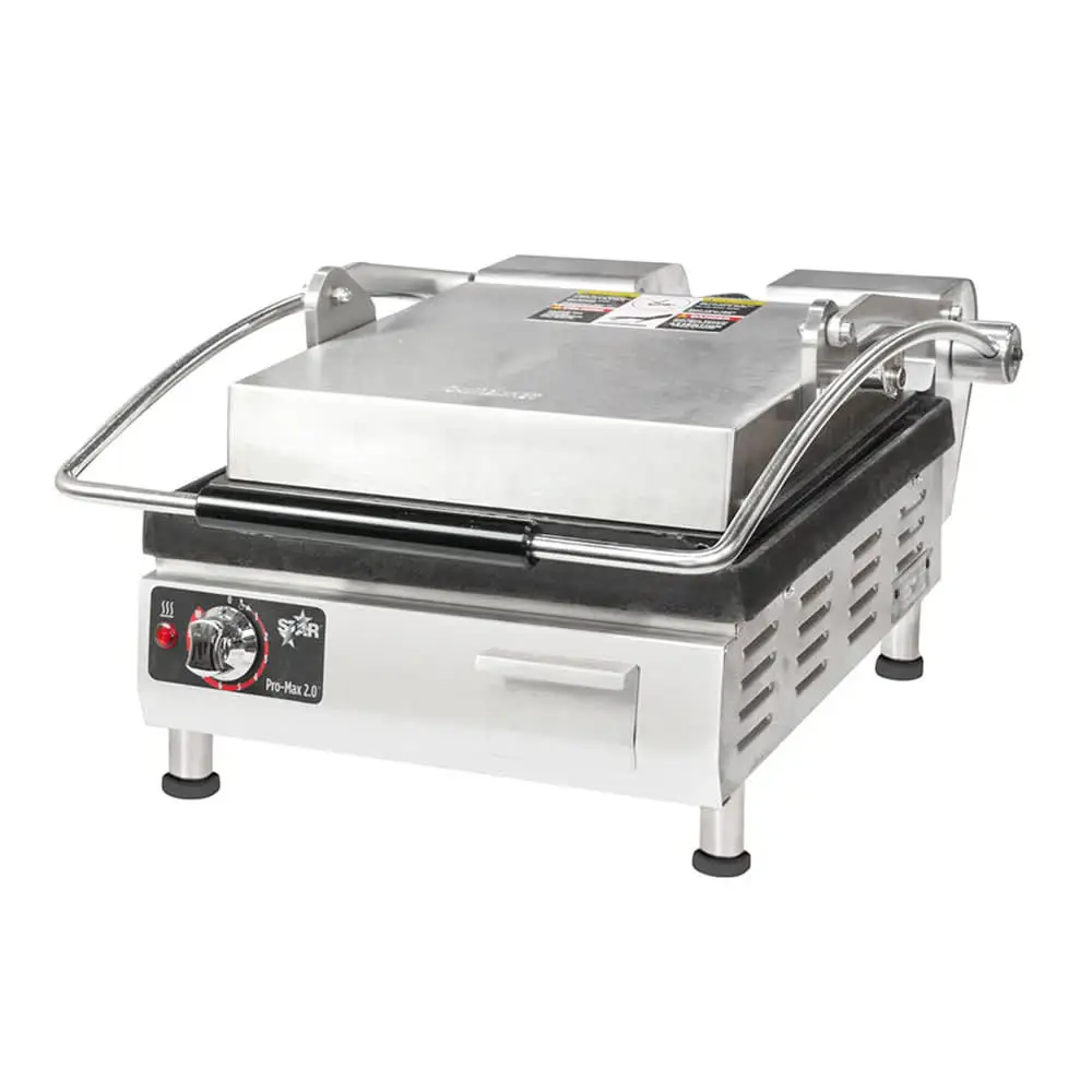 Star PST14I Single Commercial Panini Press w/ Cast Iron Smooth Plates, 120v