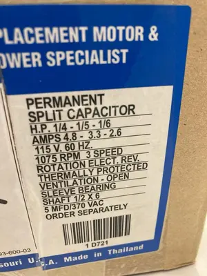 Used FASCO D721 HVAC Parts and Equipment | Surplus Asset Holdings #1195711