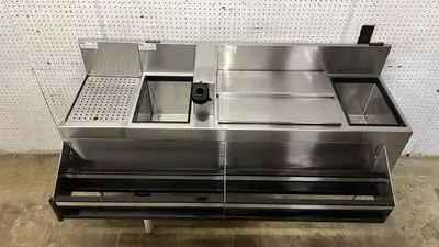 Used Glastender Used 64" Glastender Undercounter Stainless Cocktail Station with Ice Bin and Drain Board - RL Underbar Equipment Illinois US | Falcon Restaurant Supply #1373552