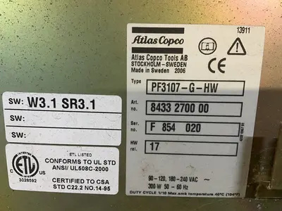 Used 2006 ATLAS COPCO PF3107GHW Electrical Controls Ohio US | HGR 24 #1508107