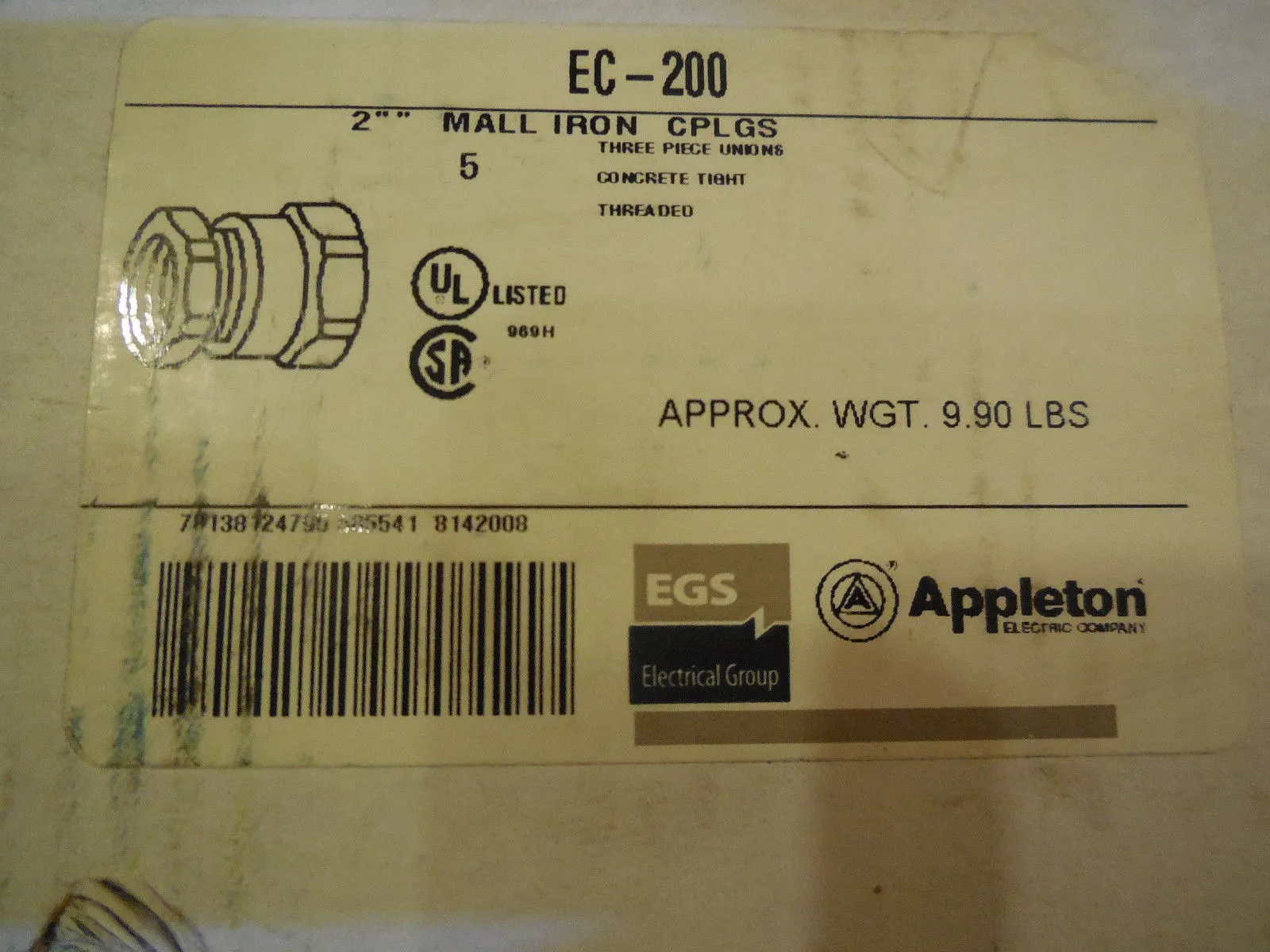 5 NEW APPLETON EC-200 MALL IRON COUPLINGS EC200