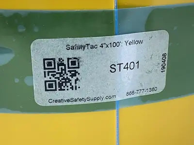 USED SAFETYTAC YELLOW FLOOR MARKING TAPE 4" X 100'
