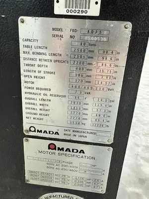 USED 1991 AMADA FBD-8025 E