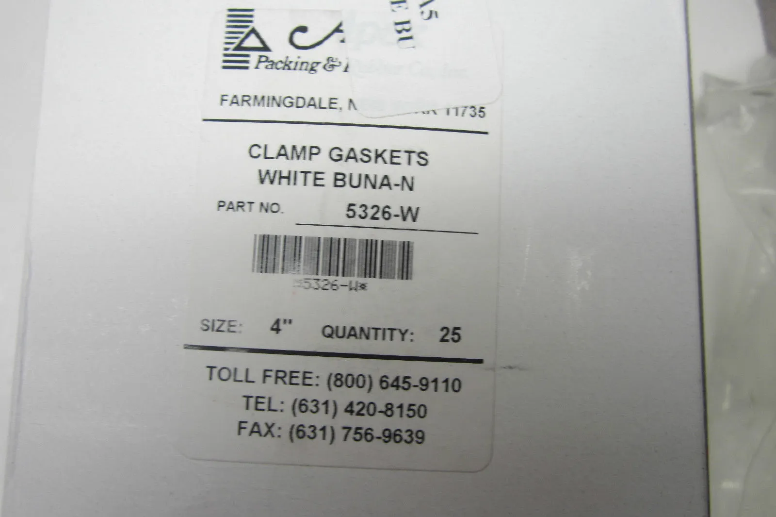 BOX OF 30 NEW APEX 5326-W WHITE BUNA-N CLAMP GASKETS 4" 5326W