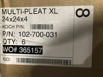 KOCH Multi-Pleat XL 102-700-031 Air Filter 24″ X 24″ X 4″ -NIB of 6
