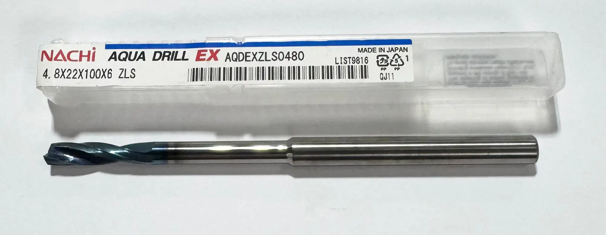 Nachi 4.8mm Solid Carbide Drill 10xD AQEX Coated 180°