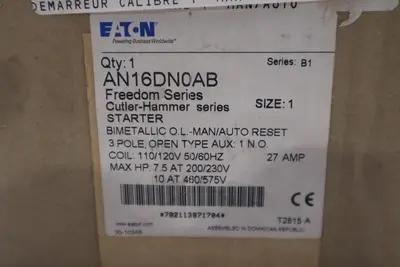 Eaton AN16DN0AB Series B1 Freedom Starter NEW STOCK GF863