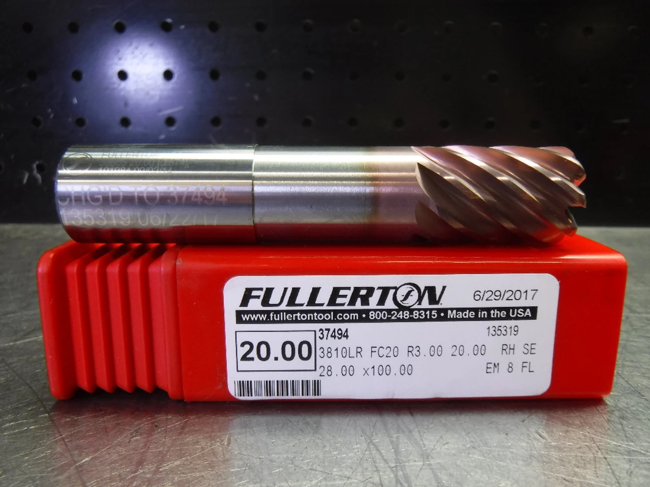 Fullerton Tool 20mm Solid Carbide Endmill 8 Flute 37494 (LOC1513B)