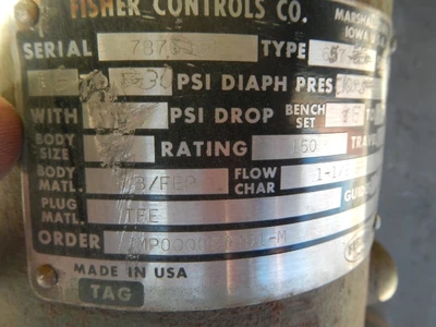 Fisher 2" 150 Rating, 316 Stainless Flanged Control Valve