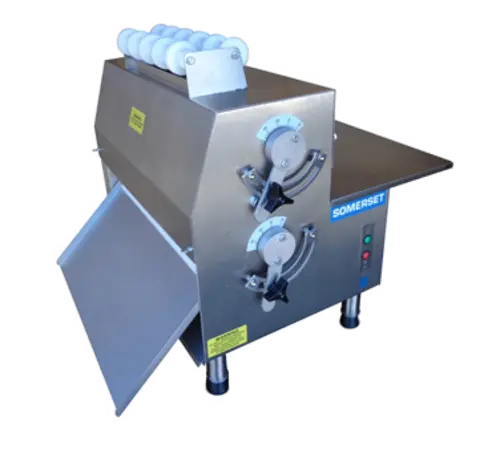 Somerset CDR-2100 20" Countertop Two Stage Side-Operated Dough Sheeter - 120V, 3/4 Hp