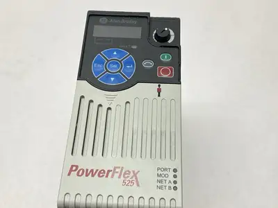 USED ALLEN-BRADLEY SER A POWERFLEX 525 AC DRIVE 2.3A 0-460V 0.75KW/1HP
