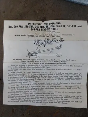 7/8" IMPERIAL TOOL MODEL #260-FHA BLUE DOT CONDUIT BENDER #P0000153: STOCK 14717