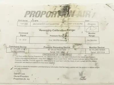 Proportion Air QB2XANEXZP100PSG RM008N Pressure Regulator Control Valve 1"NPT