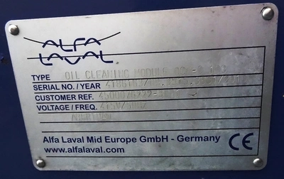 Alfa-Laval MAB 103B-24 oil purifier module.