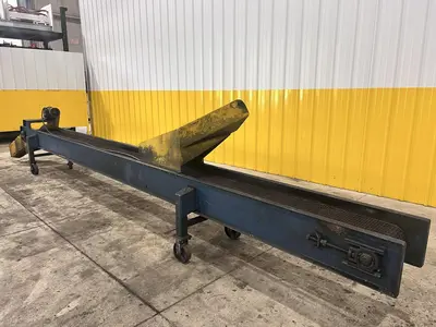 16' LONG X 12" WIDE METAL BELT PARTS TRANSFER CONVEYOR: STOCK #21669