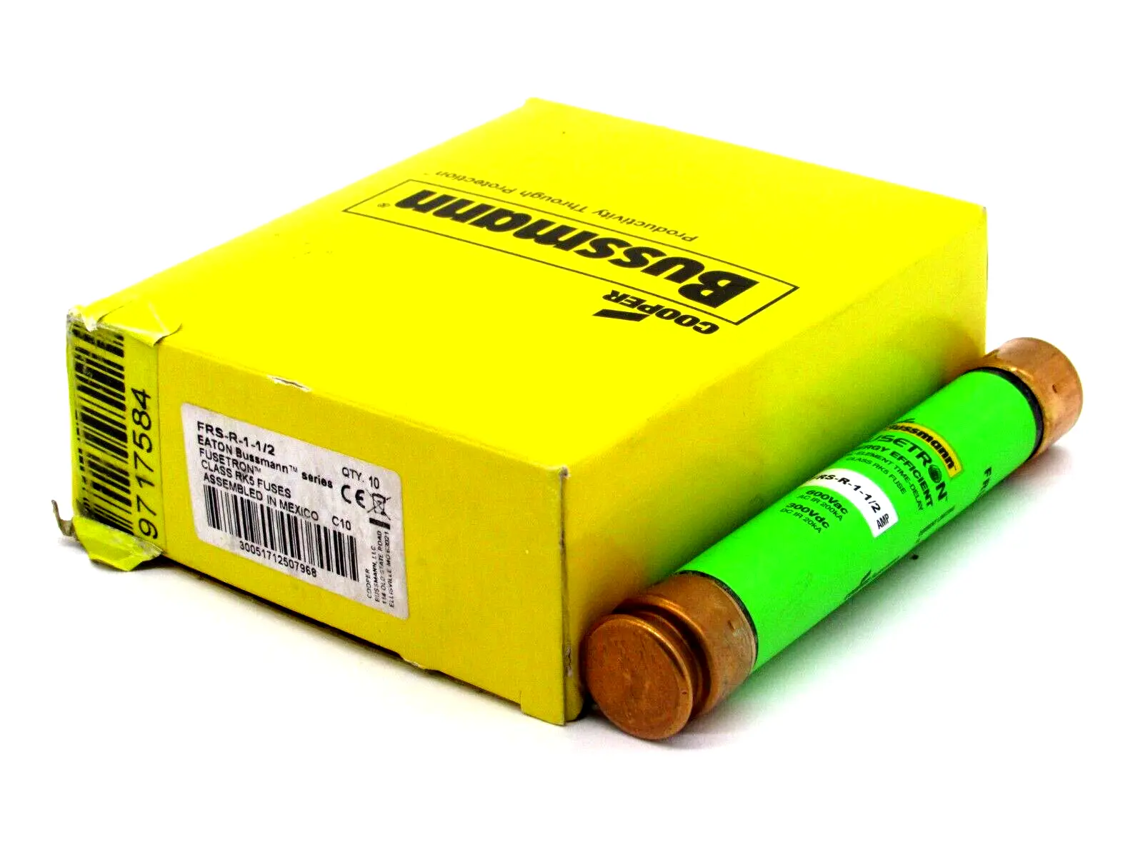 NEW 10 COUNT COOPER BUSSMANN FRS-R-1-1/2 FUSES FRSR112