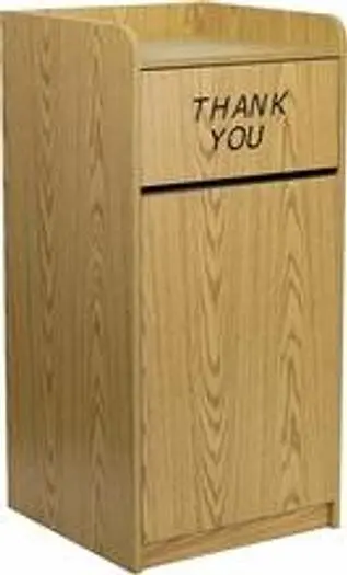 TRASH RECEPTACLES - MAHOGANY OR OAK COLORS - TRAY TOP