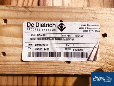 NEW De Dietrich 20 Gal DeDietrich Glass-Lined Agitator