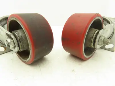 4" Caster Wheel Poly/Cast Swivel Base 2" Wide 5-1/2" Height Lot of 2