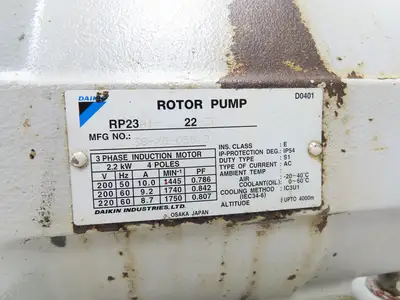 Daikin RP23A1-22-30 Rotor Pump Hydraulic Power Unit 9gal 11gpm 2.2kw 220V 3PH