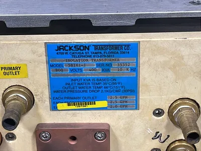USED JACKSON TRANSFORMER CO. 581V11