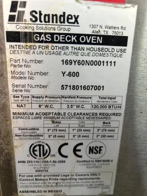 USED BAKERS PRIDE Y602