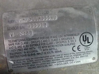 Micromotion Mass Flow Sensor model CMF300M355NU