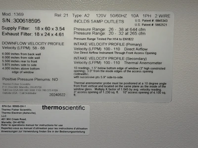 Used _UNKNOWN_ _UNKNOWN_ Biological Safety Cabinets Rhode Island US | Federal Equipment Company #1347630