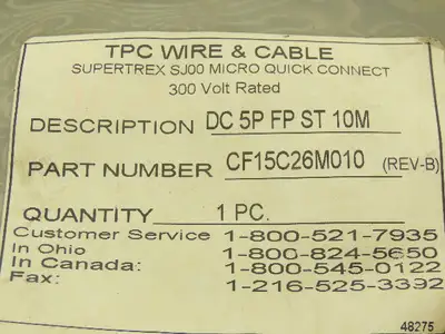 TPC Wire & Cable Supertrex SJ00 Micro Quick Connect 300V 18AWG Rev B 30'