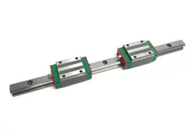 USED HIWIN LINEAR GUIDEWAY BLOCK AND RAIL, 2-BLOCKS, 300MM RAIL