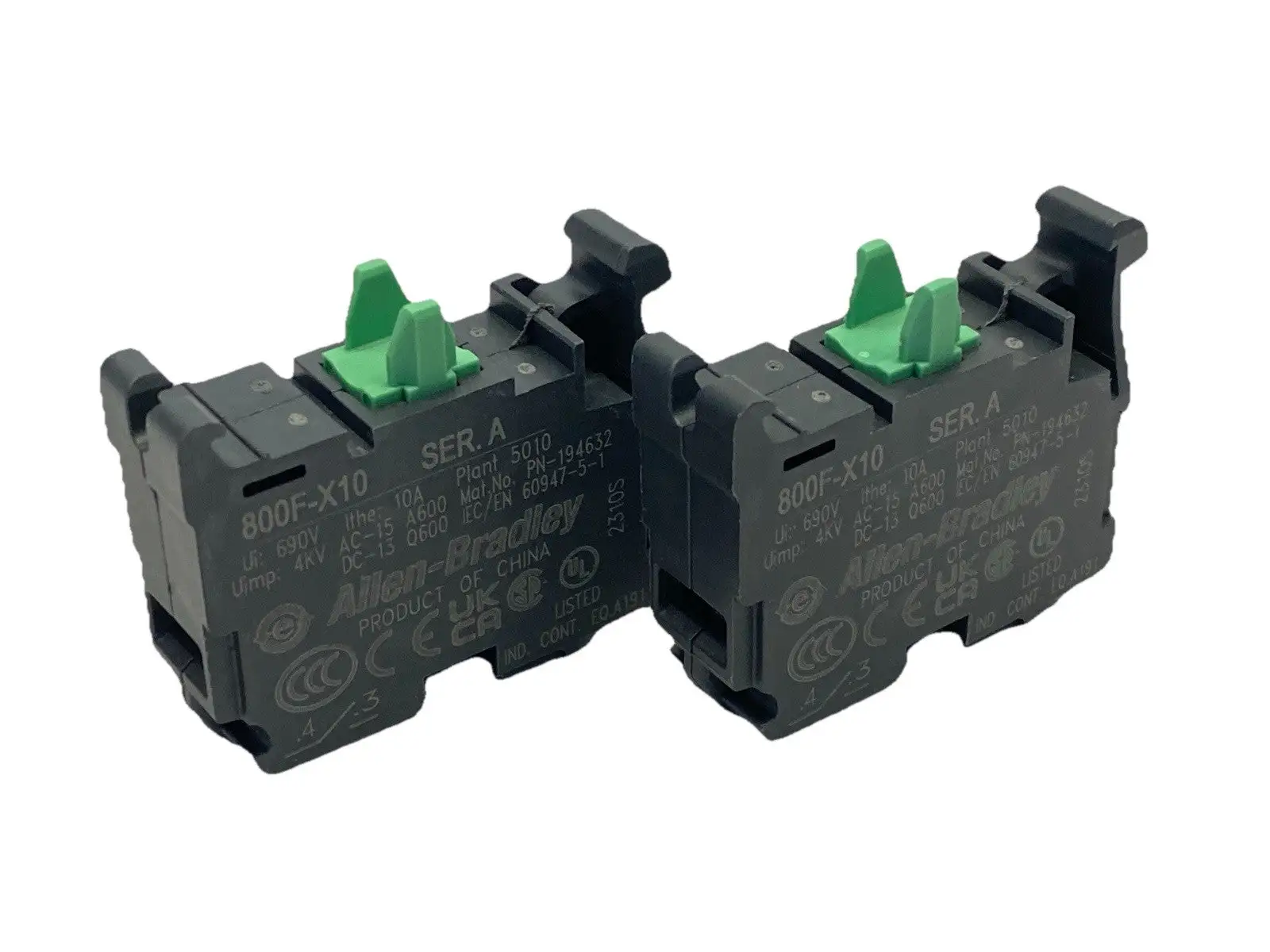 | Allen Bradley 800F-X10 Ser A Contact Block 22.5mm LOT OF 2 - New – Open box