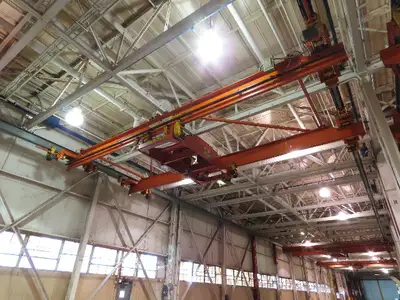 Cleveland Tramrail P&H 15 Ton Double Girder Underhung Bridge Crane 34' 10" Span
