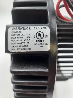 Used WARNER WARNER ELECTRIC MOTOR CLUTCH EM-50-10 NEMA 48Y-56C / PN 5370-270-204 Motors (misc) | ND Industrial Surplus #1216867