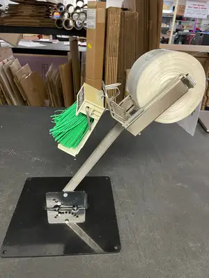 Used Crown Poly Used Crown Poly Pull N Pak Produce Bag Dispenser with Twist Ease Tie Dispenser and Stand Bag Machine Accessories Illinois US | Falcon Restaurant Supply #1375806