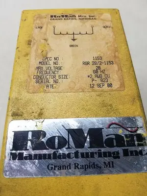 ROMAN MANUFACTURING RGR 28/2-1153 GROUNDING REACTOR