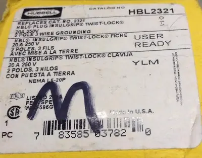 New | in-Stock HUBBELL HBL2321 Miscellaneous Equipment (Electrical & Power) | Surplus Asset Holdings #1191724