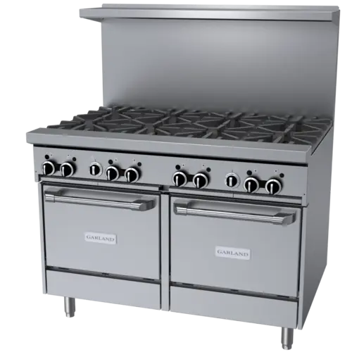 Garland GF48-8LL 48" 8 Burner Gas Range w/ (2) Space Saver Ovens, Natural Gas