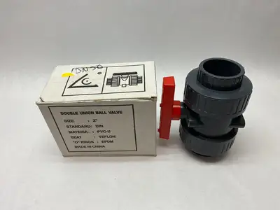 DN50 | 2" Double Union Ball Valve PVC-U, Teflon Seat, EPDM Seals - New Other