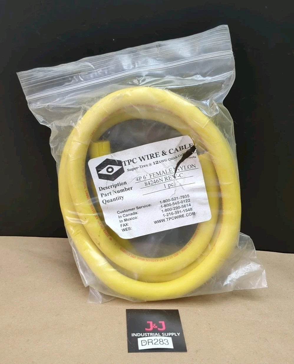 TPC Wire & Cable 84246N Rev-C 4P 6' Female Nylon Super-Trex 12AWG Quick Connect