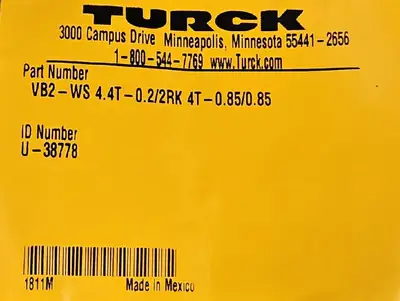 USED TURCK VB2-WS 4.4T-0.2/2RK 4T-0.85/0.85