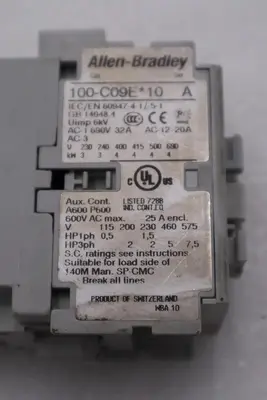 AB ALLEN BRADLEY 24V DC CONTACTOR SER A 100-C09E*10 STOCK H1074A