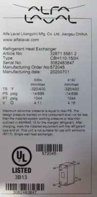 NEW ALFA LAVAL CBH110-150H HEAT EXCHANGER CBH110150H