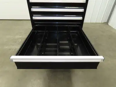 Uline Modular Steel 7 Drawer Tool Cabinet 29x29x44" Black Dividers