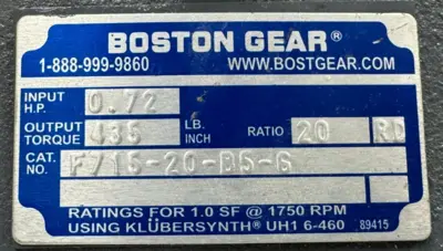 NEW BOSTON GEAR F715-20-B5-G RIGHT ANGLE WORM GEAR REDUCER 20:1