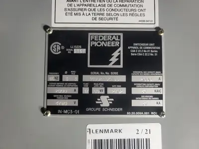 Used FEDERAL PIONEER V5D3233Y000 Switchgears British Columbia CA | Lenmark #835487