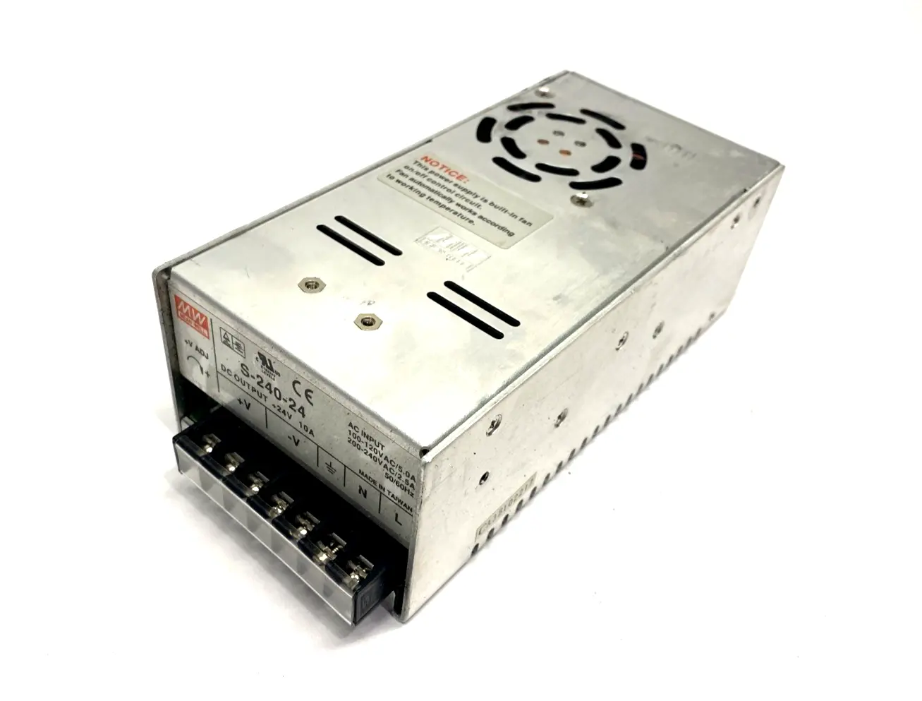 S-240-24 | Mean Well  Power Supply 100-240VAC 24VDC 10A - Used