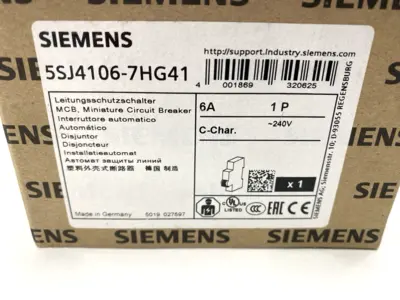 USED SIEMENS MINIATURE CIRCUIT BREAKER 1-POLE 240V 6A