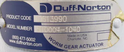 NEW DUFF NORTON M10004-1040 WORM SCREW ACTUATOR M100041040