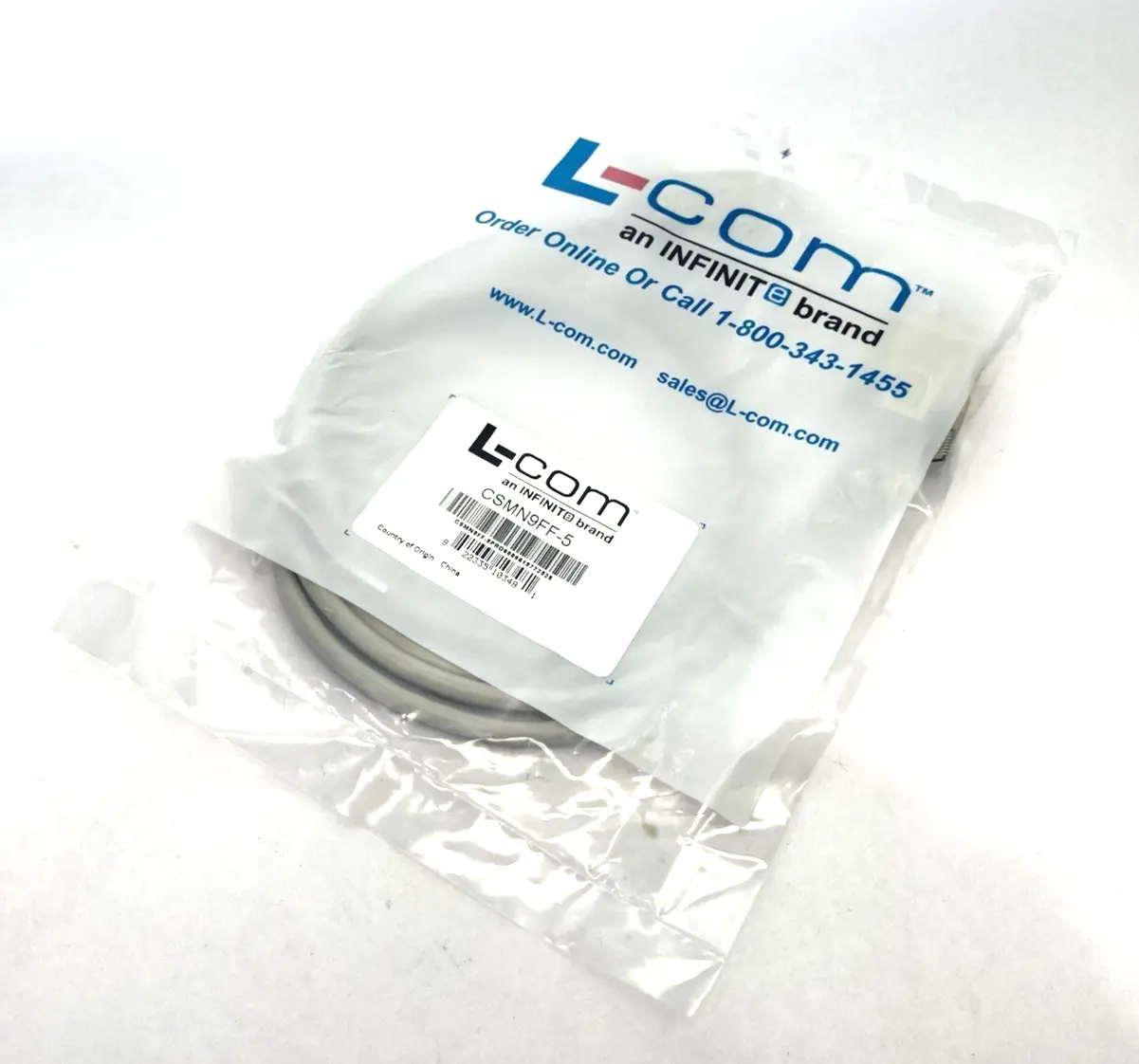 New | in-Stock L-Com Deluxe Molded D-Sub Cable, DB9 Female / Female, 5.0 ft Cable & Wire Michigan US | Maverick Industrial Sales #1393311